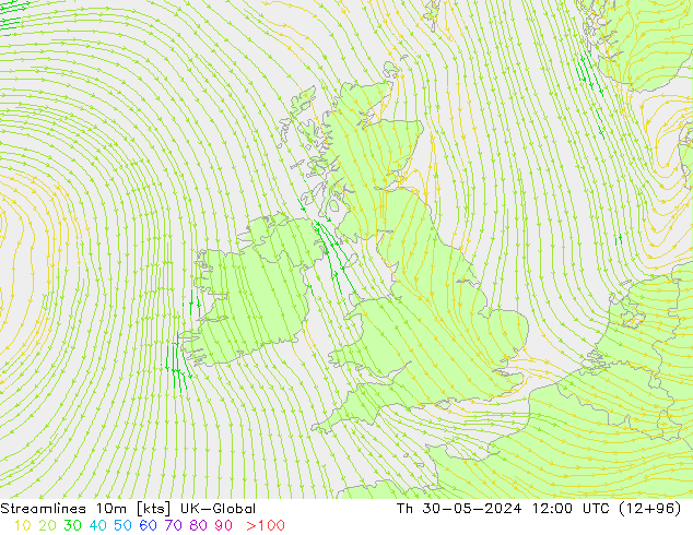 Streamlines 10m UK-Global Th 30.05.2024 12 UTC