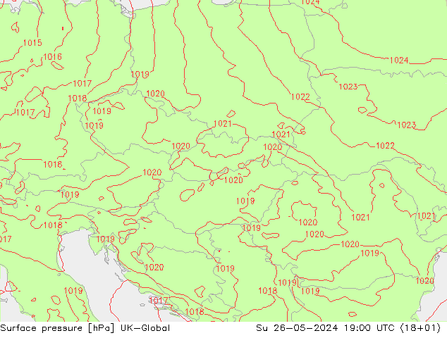 Surface pressure UK-Global Su 26.05.2024 19 UTC