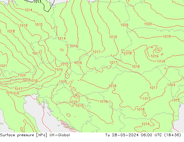 Surface pressure UK-Global Tu 28.05.2024 06 UTC