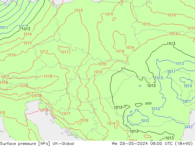 Presión superficial UK-Global mié 29.05.2024 06 UTC