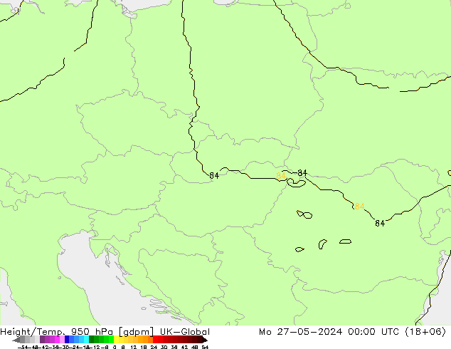 Height/Temp. 950 hPa UK-Global Mo 27.05.2024 00 UTC