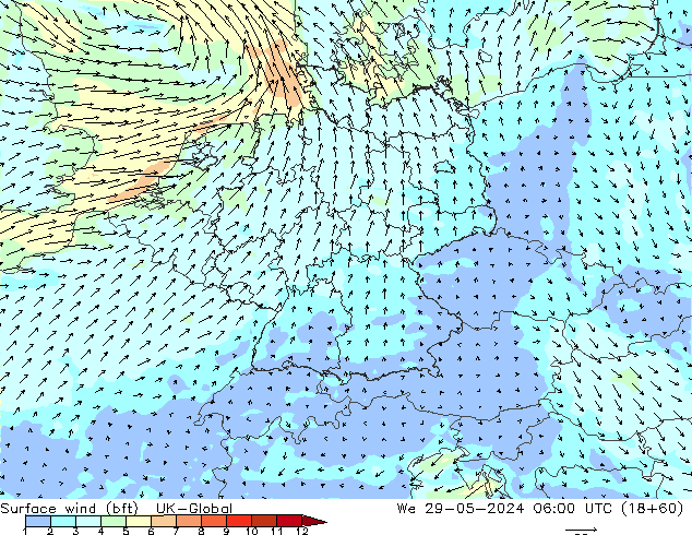 ве�Bе�@ 10 m (bft) UK-Global ср 29.05.2024 06 UTC