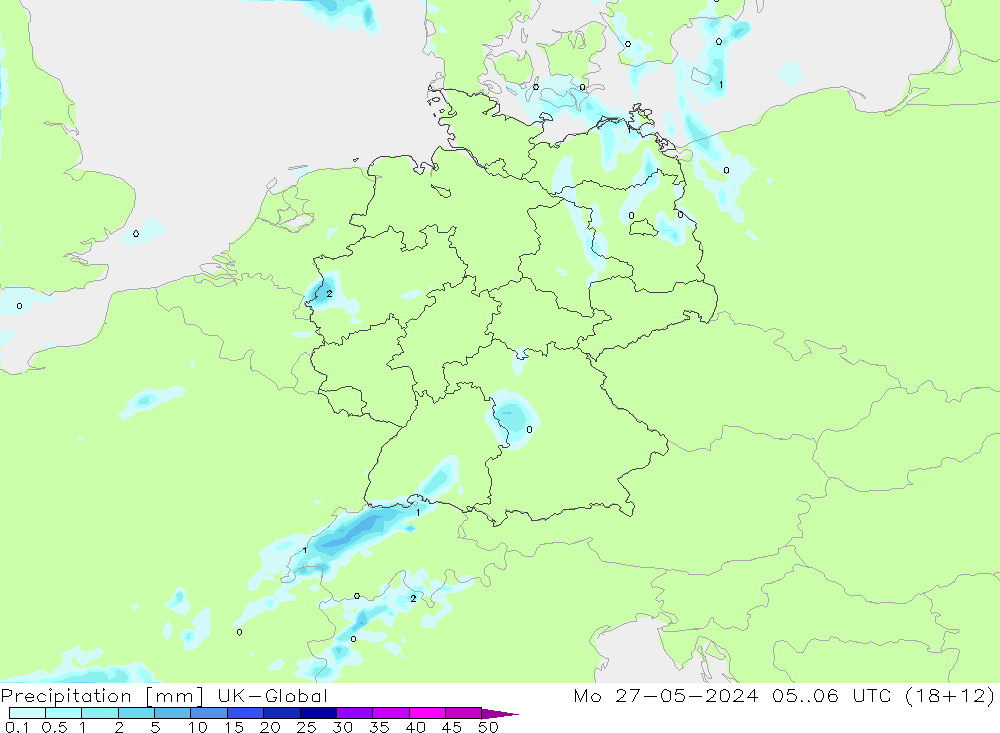 Precipitation UK-Global Mo 27.05.2024 06 UTC