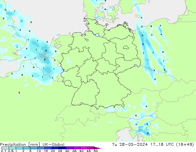 Precipitación UK-Global mar 28.05.2024 18 UTC