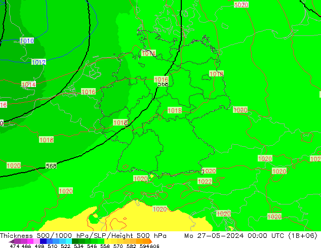 Thck 500-1000hPa UK-Global Po 27.05.2024 00 UTC