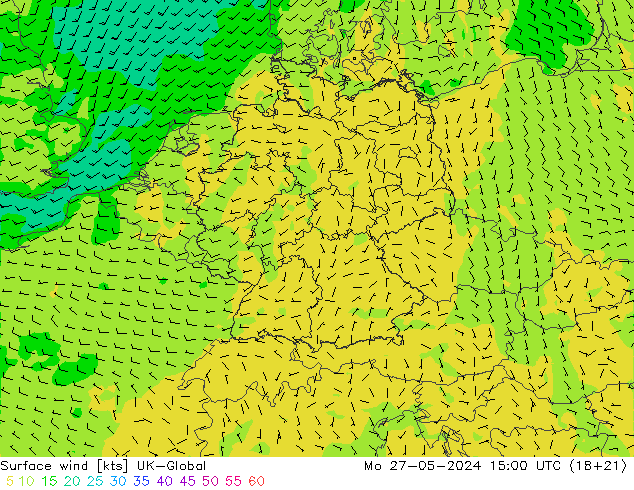 Viento 10 m UK-Global lun 27.05.2024 15 UTC