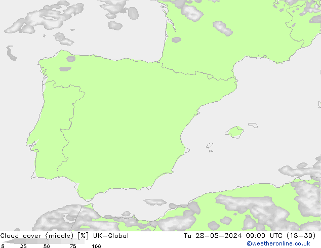 Bewolking (Middelb.) UK-Global di 28.05.2024 09 UTC