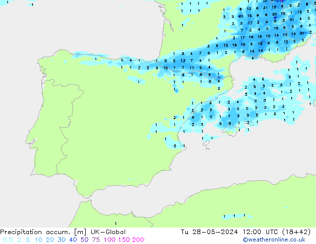 Precipitation accum. UK-Global Ter 28.05.2024 12 UTC