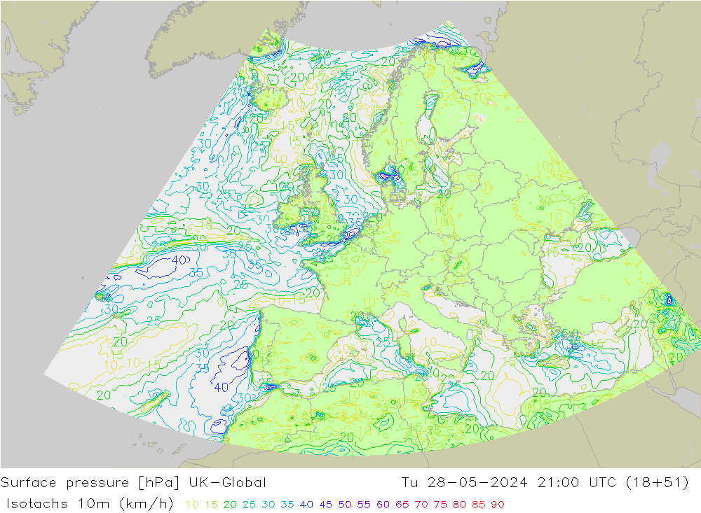 Eşrüzgar Hızları (km/sa) UK-Global Sa 28.05.2024 21 UTC