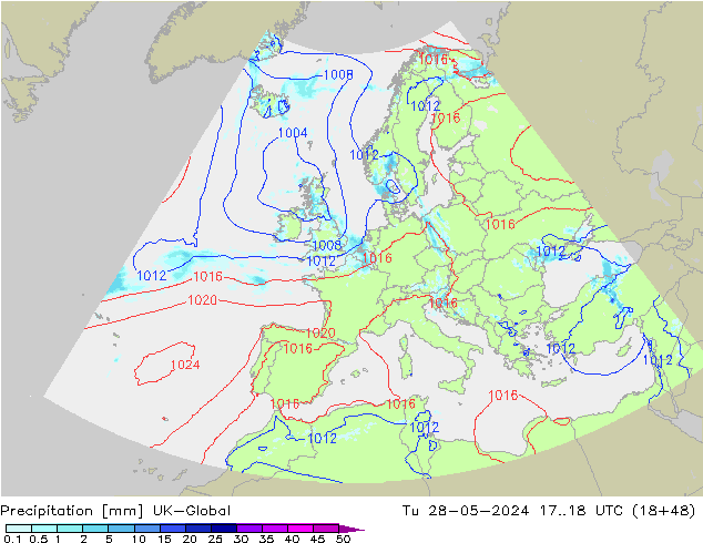 Niederschlag UK-Global Di 28.05.2024 18 UTC