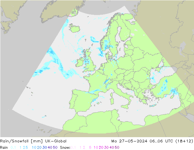 Regen/Sneeuwval UK-Global ma 27.05.2024 06 UTC