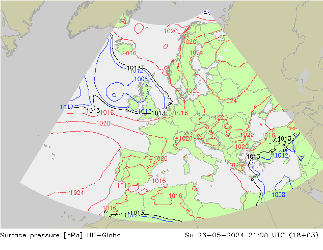 pression de l'air UK-Global dim 26.05.2024 21 UTC