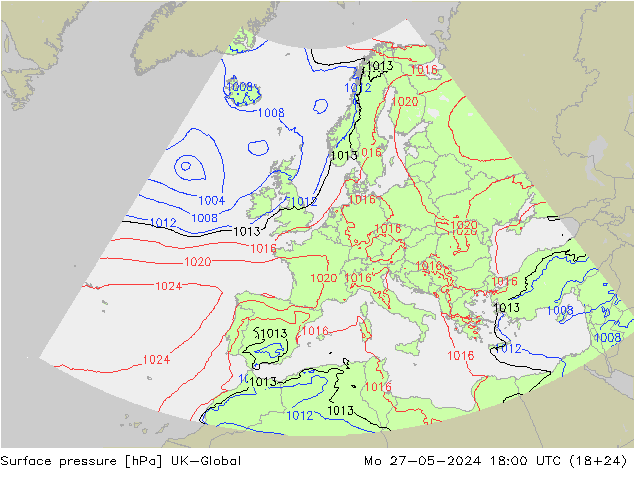 Pressione al suolo UK-Global lun 27.05.2024 18 UTC