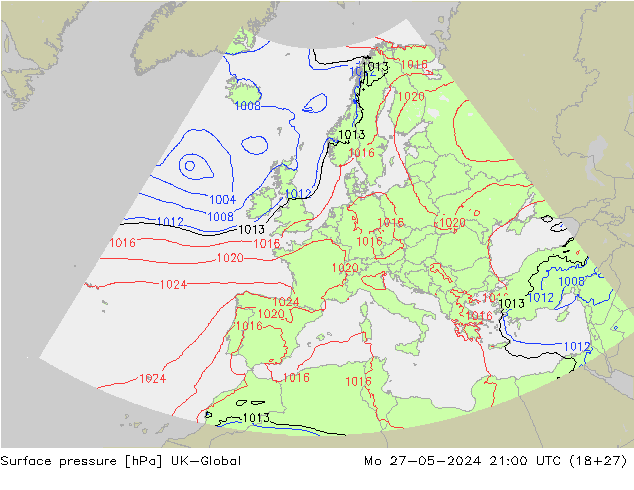 pressão do solo UK-Global Seg 27.05.2024 21 UTC