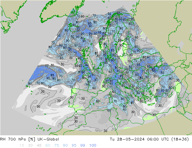 RH 700 hPa UK-Global Di 28.05.2024 06 UTC