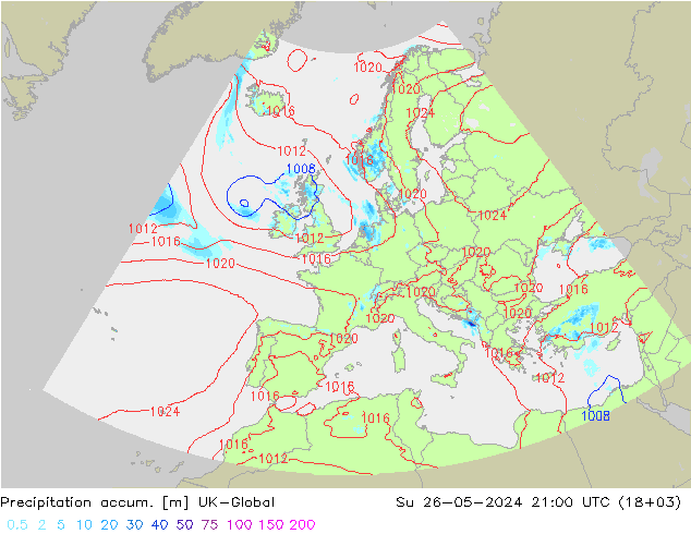 Precipitation accum. UK-Global Su 26.05.2024 21 UTC