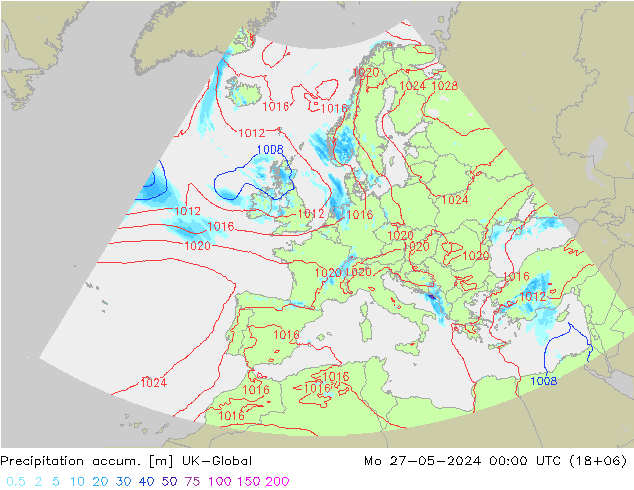 Toplam Yağış UK-Global Pzt 27.05.2024 00 UTC