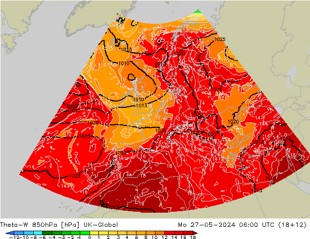 Theta-W 850hPa UK-Global Seg 27.05.2024 06 UTC