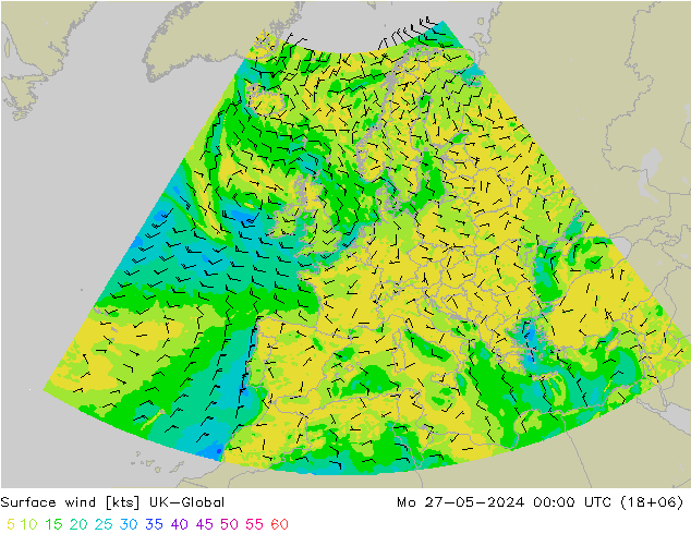 wiatr 10 m UK-Global pon. 27.05.2024 00 UTC