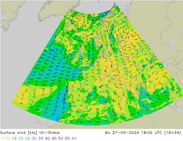 Vento 10 m UK-Global Seg 27.05.2024 18 UTC