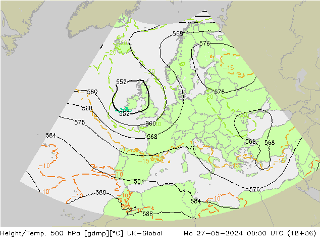 Yükseklik/Sıc. 500 hPa UK-Global Pzt 27.05.2024 00 UTC