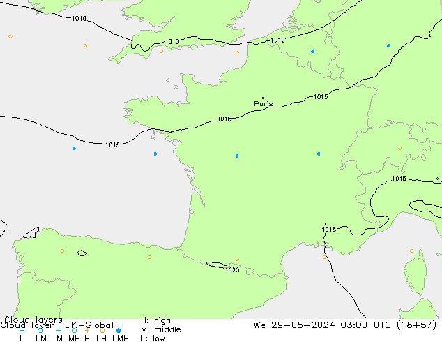 Cloud layer UK-Global Çar 29.05.2024 03 UTC