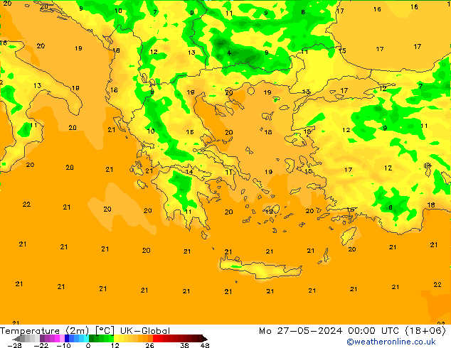 Temperatura (2m) UK-Global Seg 27.05.2024 00 UTC