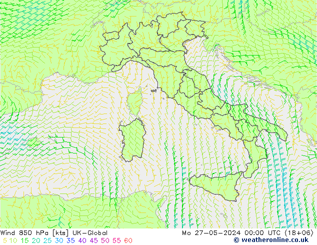 ветер 850 гПа UK-Global пн 27.05.2024 00 UTC