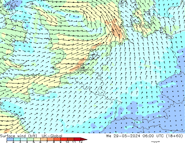 ве�Bе�@ 10 m (bft) UK-Global ср 29.05.2024 06 UTC