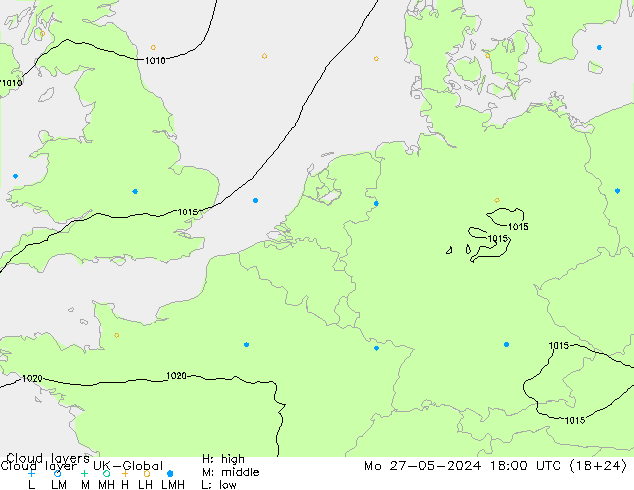 Cloud layer UK-Global Mo 27.05.2024 18 UTC