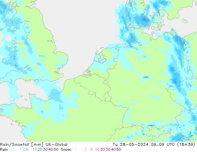 Rain/Snowfall UK-Global Tu 28.05.2024 09 UTC