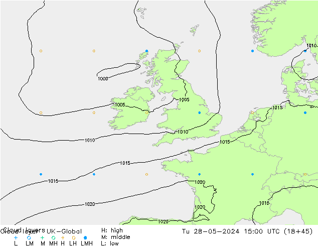 Wolkenlagen UK-Global di 28.05.2024 15 UTC