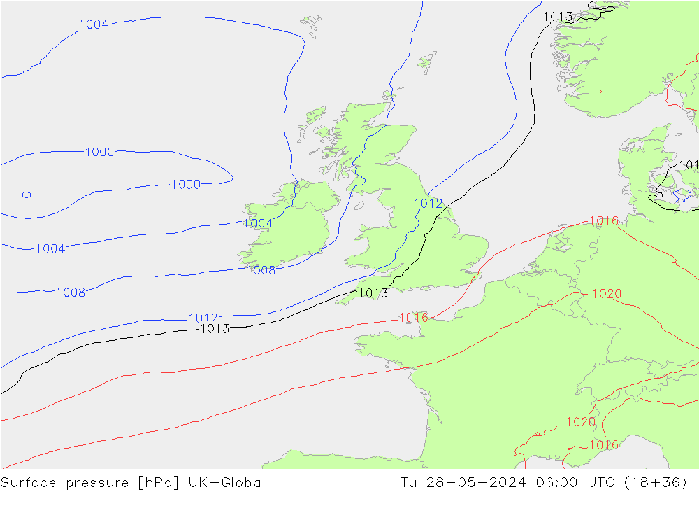 Yer basıncı UK-Global Sa 28.05.2024 06 UTC