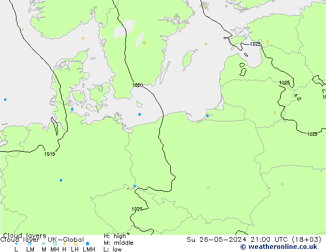 Cloud layer UK-Global Su 26.05.2024 21 UTC