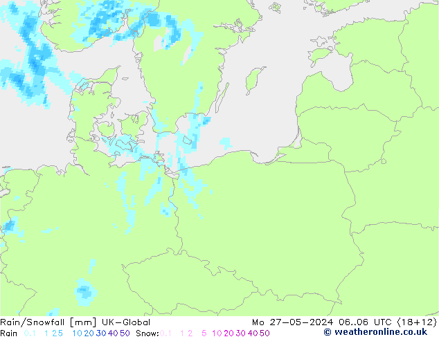 Regen/Sneeuwval UK-Global ma 27.05.2024 06 UTC
