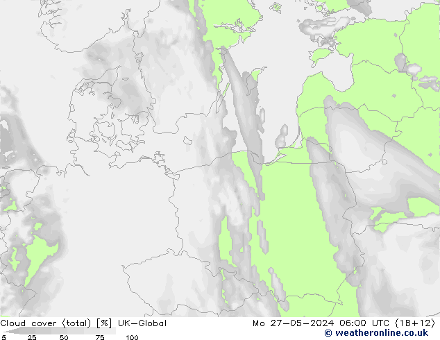 zachmurzenie (suma) UK-Global pon. 27.05.2024 06 UTC