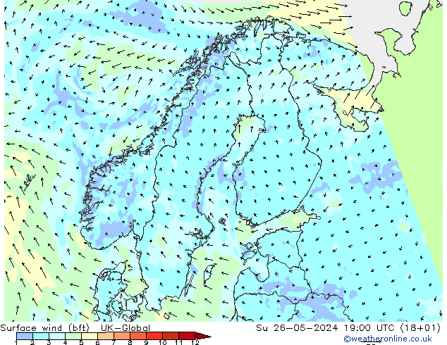 Bodenwind (bft) UK-Global So 26.05.2024 19 UTC