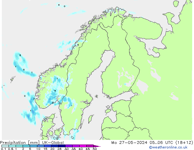 Niederschlag UK-Global Mo 27.05.2024 06 UTC