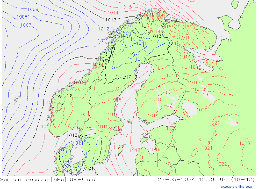 pression de l'air UK-Global mar 28.05.2024 12 UTC