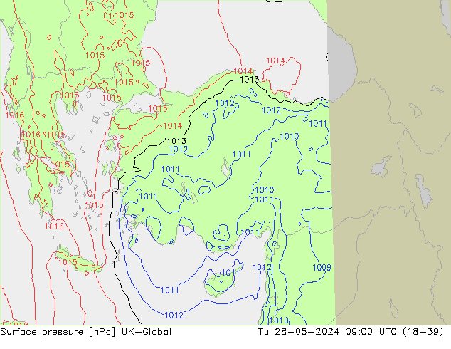 Luchtdruk (Grond) UK-Global di 28.05.2024 09 UTC