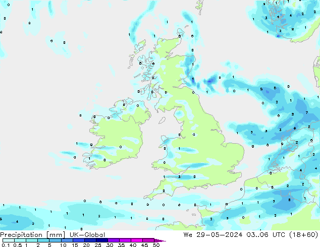 Precipitación UK-Global mié 29.05.2024 06 UTC