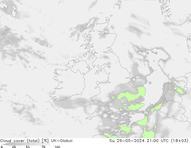 Wolken (gesamt) UK-Global So 26.05.2024 21 UTC