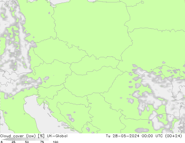 Bewolking (Laag) UK-Global di 28.05.2024 00 UTC