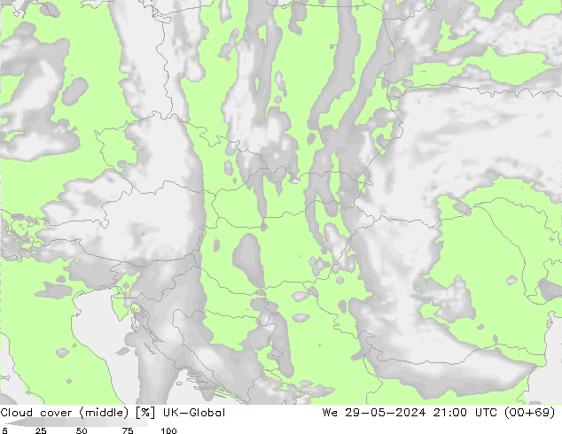 Cloud cover (middle) UK-Global We 29.05.2024 21 UTC