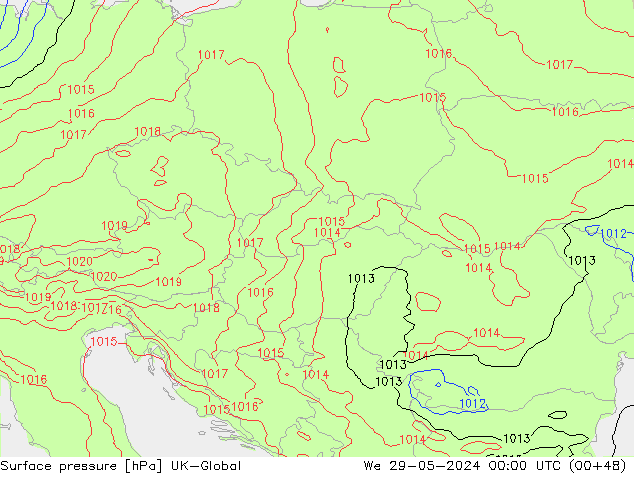 pression de l'air UK-Global mer 29.05.2024 00 UTC