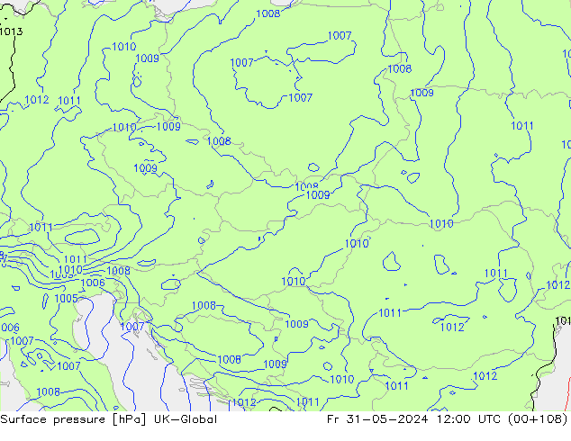 Surface pressure UK-Global Fr 31.05.2024 12 UTC