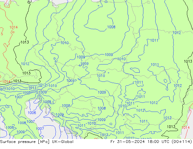 Presión superficial UK-Global vie 31.05.2024 18 UTC