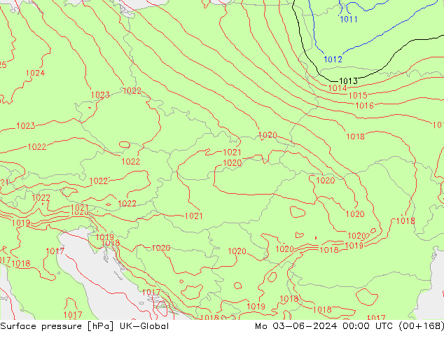 Surface pressure UK-Global Mo 03.06.2024 00 UTC