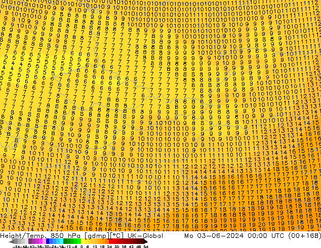 Hoogte/Temp. 850 hPa UK-Global ma 03.06.2024 00 UTC