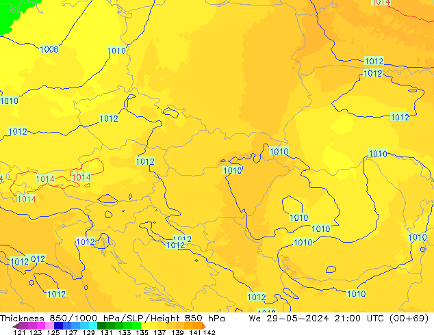 Thck 850-1000 hPa UK-Global We 29.05.2024 21 UTC